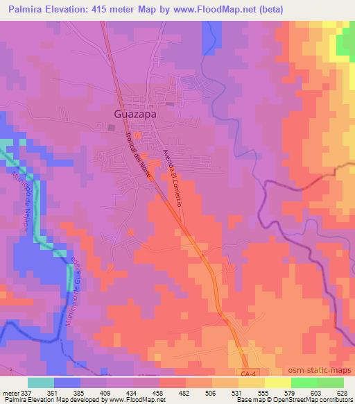 Palmira,El Salvador Elevation Map