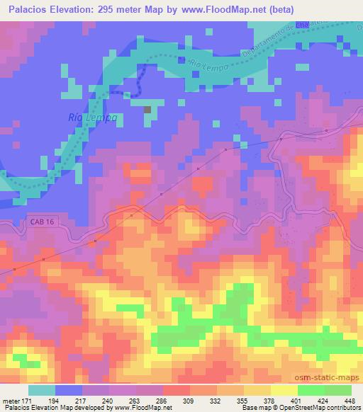 Palacios,El Salvador Elevation Map