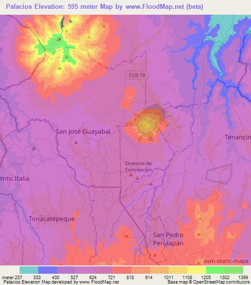 Palacios,El Salvador Elevation Map