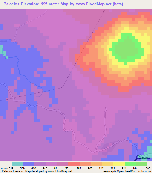 Palacios,El Salvador Elevation Map