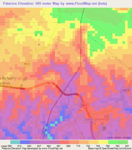 Palacios,El Salvador Elevation Map