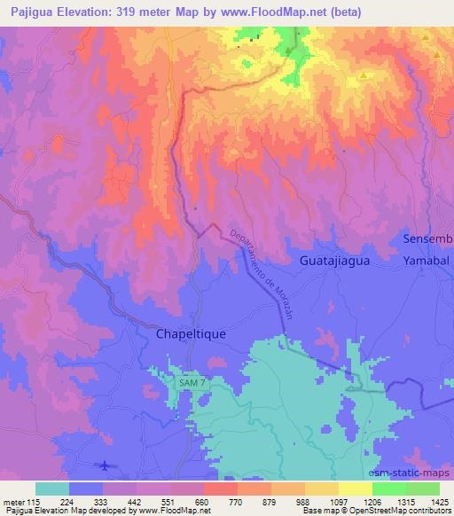 Pajigua,El Salvador Elevation Map