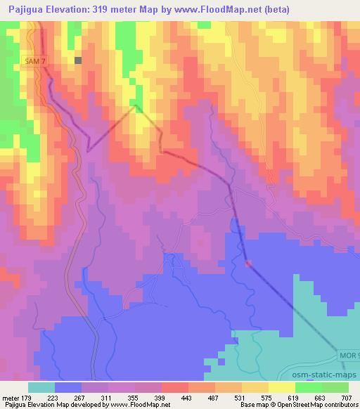 Pajigua,El Salvador Elevation Map