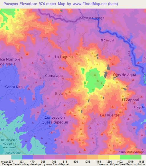 Pacayas,El Salvador Elevation Map