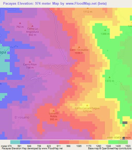 Pacayas,El Salvador Elevation Map