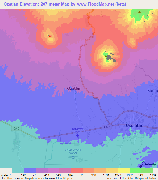 Ozatlan,El Salvador Elevation Map