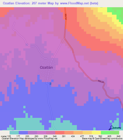 Ozatlan,El Salvador Elevation Map