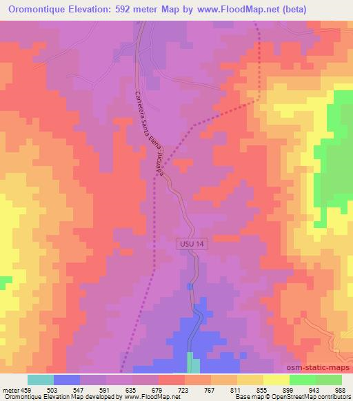 Oromontique,El Salvador Elevation Map