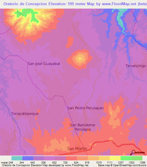 Oratorio de Concepcion,El Salvador Elevation Map