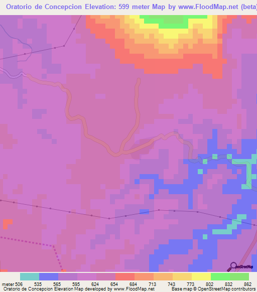 Oratorio de Concepcion,El Salvador Elevation Map