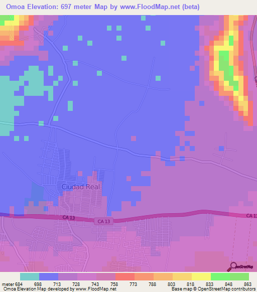 Omoa,El Salvador Elevation Map