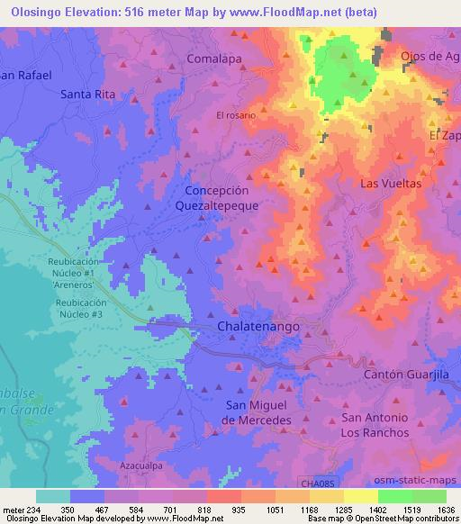 Olosingo,El Salvador Elevation Map