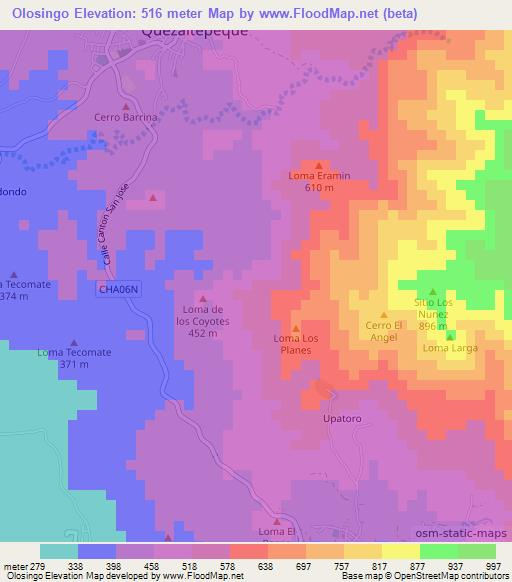 Olosingo,El Salvador Elevation Map