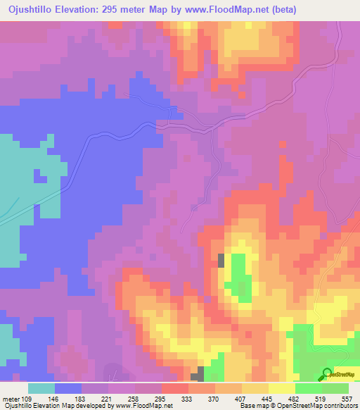 Ojushtillo,El Salvador Elevation Map