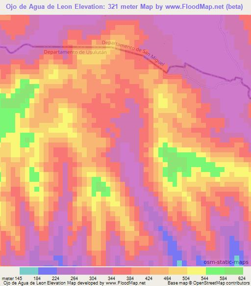 Ojo de Agua de Leon,El Salvador Elevation Map