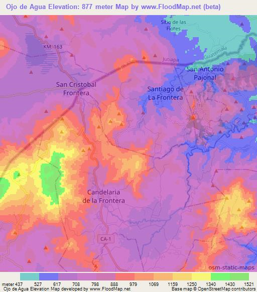 Ojo de Agua,El Salvador Elevation Map