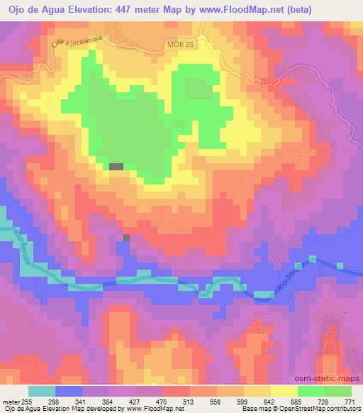 Ojo de Agua,El Salvador Elevation Map