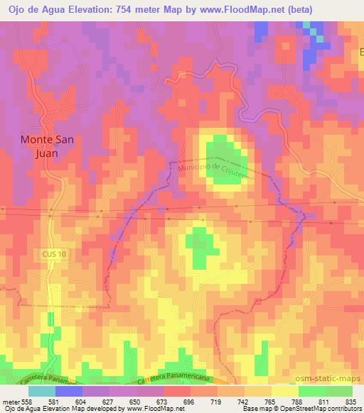 Ojo de Agua,El Salvador Elevation Map