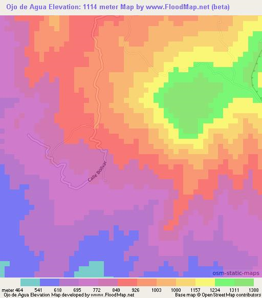 Ojo de Agua,El Salvador Elevation Map