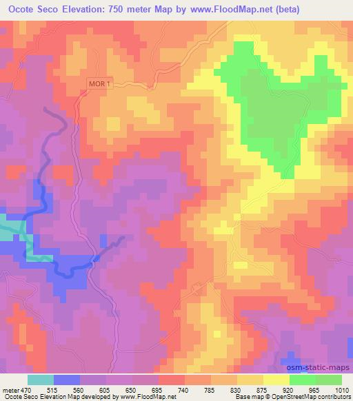 Ocote Seco,El Salvador Elevation Map