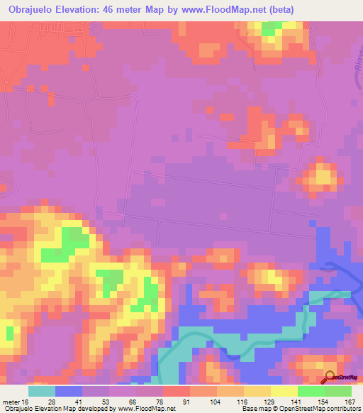 Obrajuelo,El Salvador Elevation Map