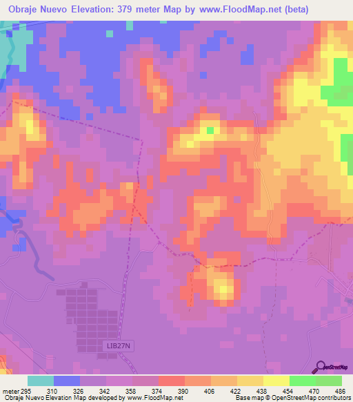 Obraje Nuevo,El Salvador Elevation Map