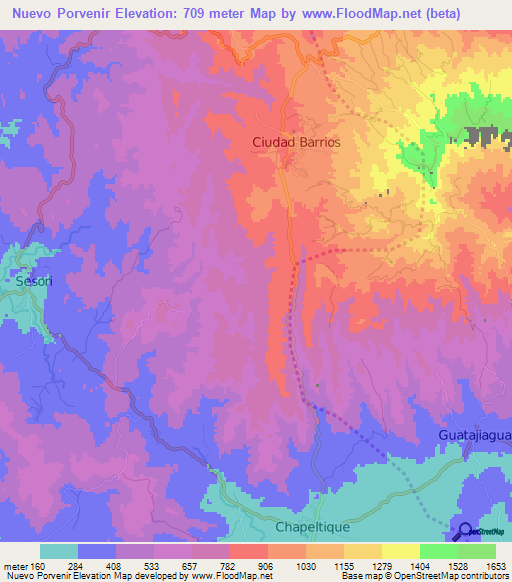 Nuevo Porvenir,El Salvador Elevation Map