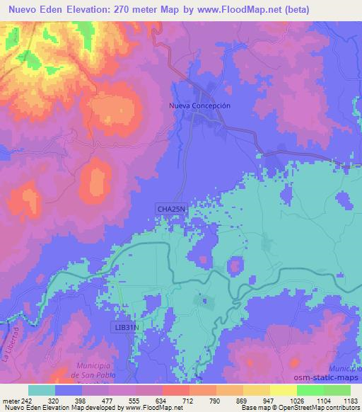 Nuevo Eden,El Salvador Elevation Map