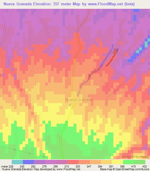 Nueva Granada,El Salvador Elevation Map