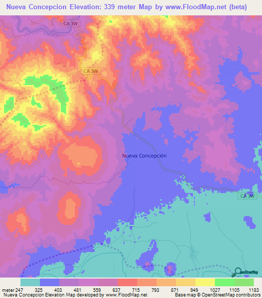 Nueva Concepcion,El Salvador Elevation Map