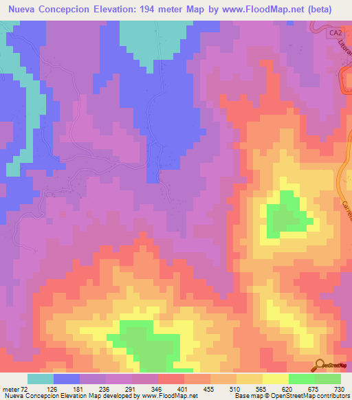 Nueva Concepcion,El Salvador Elevation Map