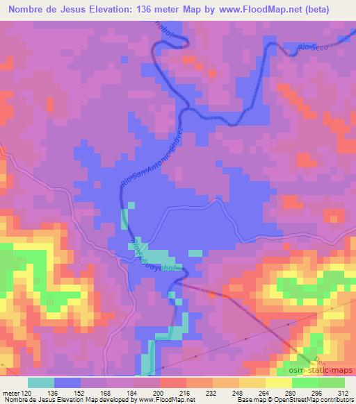 Nombre de Jesus,El Salvador Elevation Map