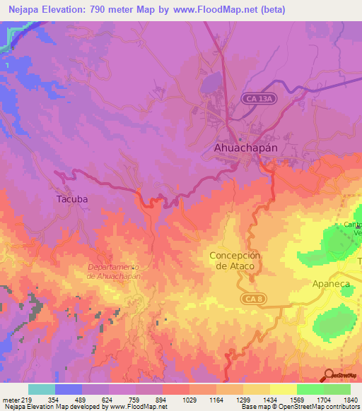 Nejapa,El Salvador Elevation Map