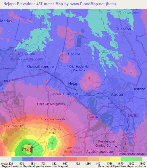 Nejapa,El Salvador Elevation Map