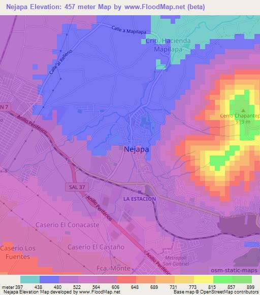 Nejapa,El Salvador Elevation Map