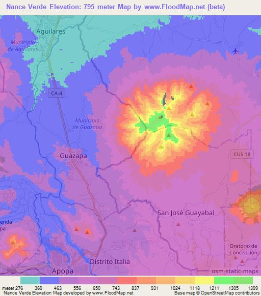 Nance Verde,El Salvador Elevation Map