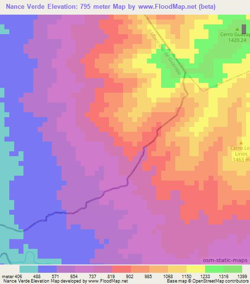 Nance Verde,El Salvador Elevation Map