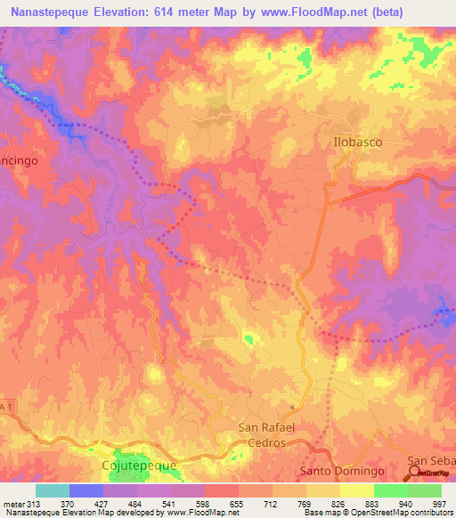 Nanastepeque,El Salvador Elevation Map