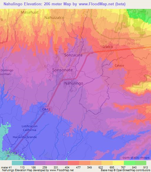 Nahulingo,El Salvador Elevation Map
