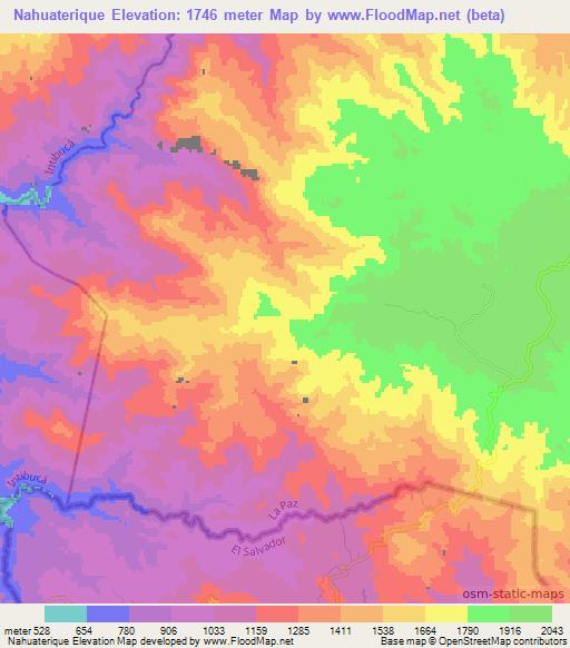 Nahuaterique,El Salvador Elevation Map