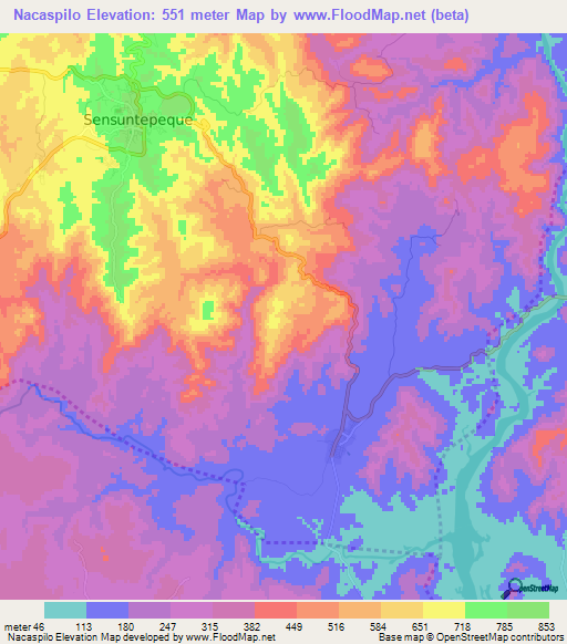 Nacaspilo,El Salvador Elevation Map