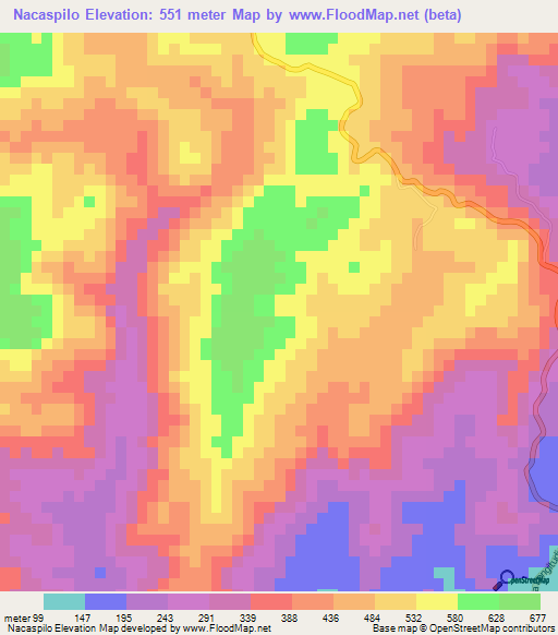 Nacaspilo,El Salvador Elevation Map