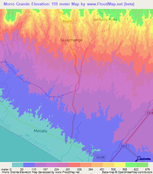 Morro Grande,El Salvador Elevation Map