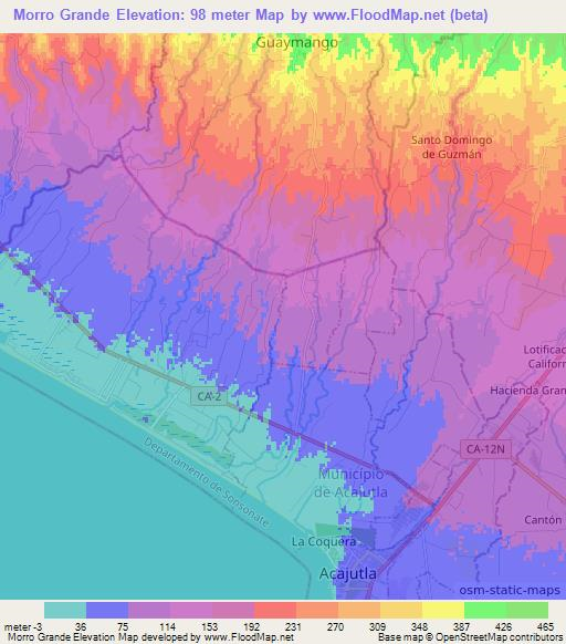 Morro Grande,El Salvador Elevation Map