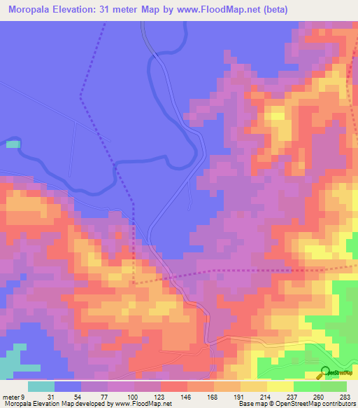 Moropala,El Salvador Elevation Map