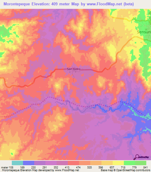Morontepeque,El Salvador Elevation Map