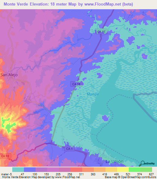 Monte Verde,El Salvador Elevation Map