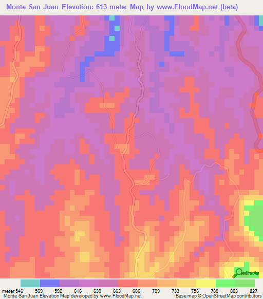 Monte San Juan,El Salvador Elevation Map