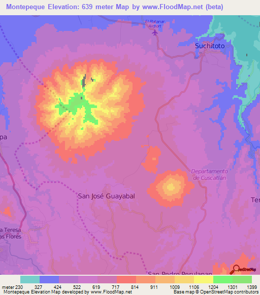 Montepeque,El Salvador Elevation Map