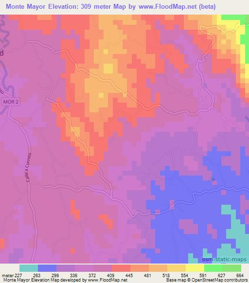 Monte Mayor,El Salvador Elevation Map